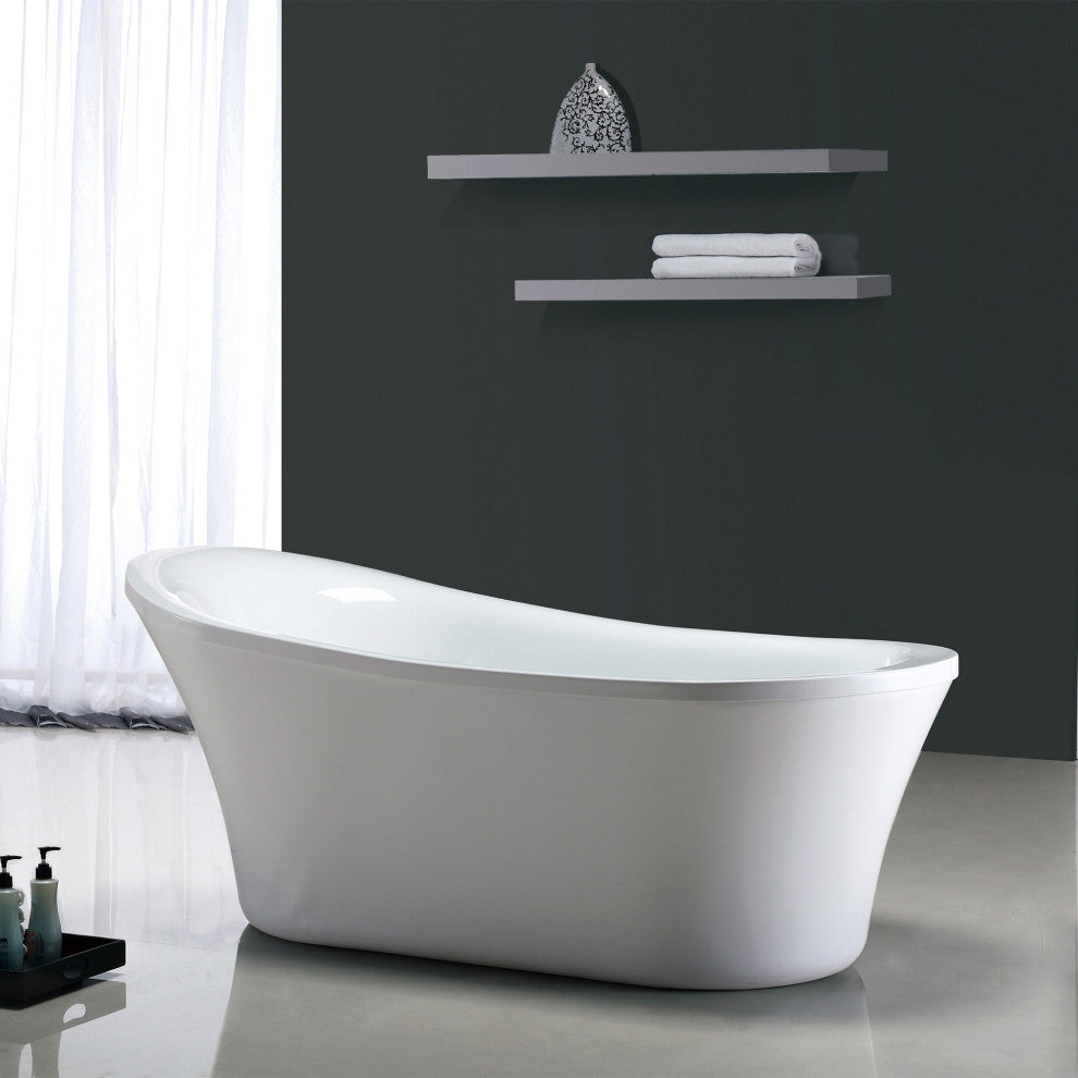OVE Decors Rachel 70" Freestanding Bathtub With Pop-up and Overflow, Chrome