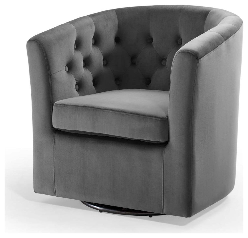Tufted Armchair Accent Chair, Velvet, Dark Gray, Modern, Lounge Hospitality