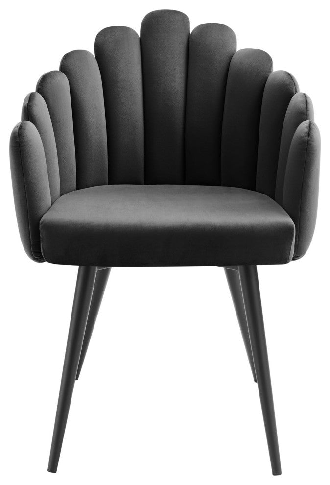 Side Dining Chair, Black Gray, Velvet, Modern, Cafe Bistro Hospitality