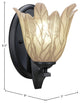 Zilo Wall Sconce, Matte Black, 7" Vanilla Leaf Glass
