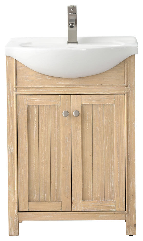 Marian 24 in. Single Sink Bath Vanity in Oak with White Porcelain Top