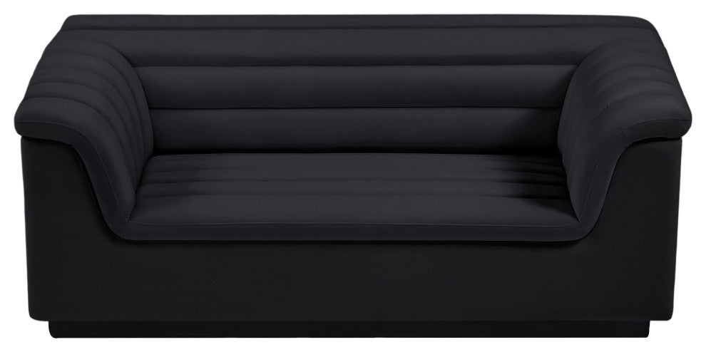 Cascade Upholstered Set, Black, Velvet, Loveseat