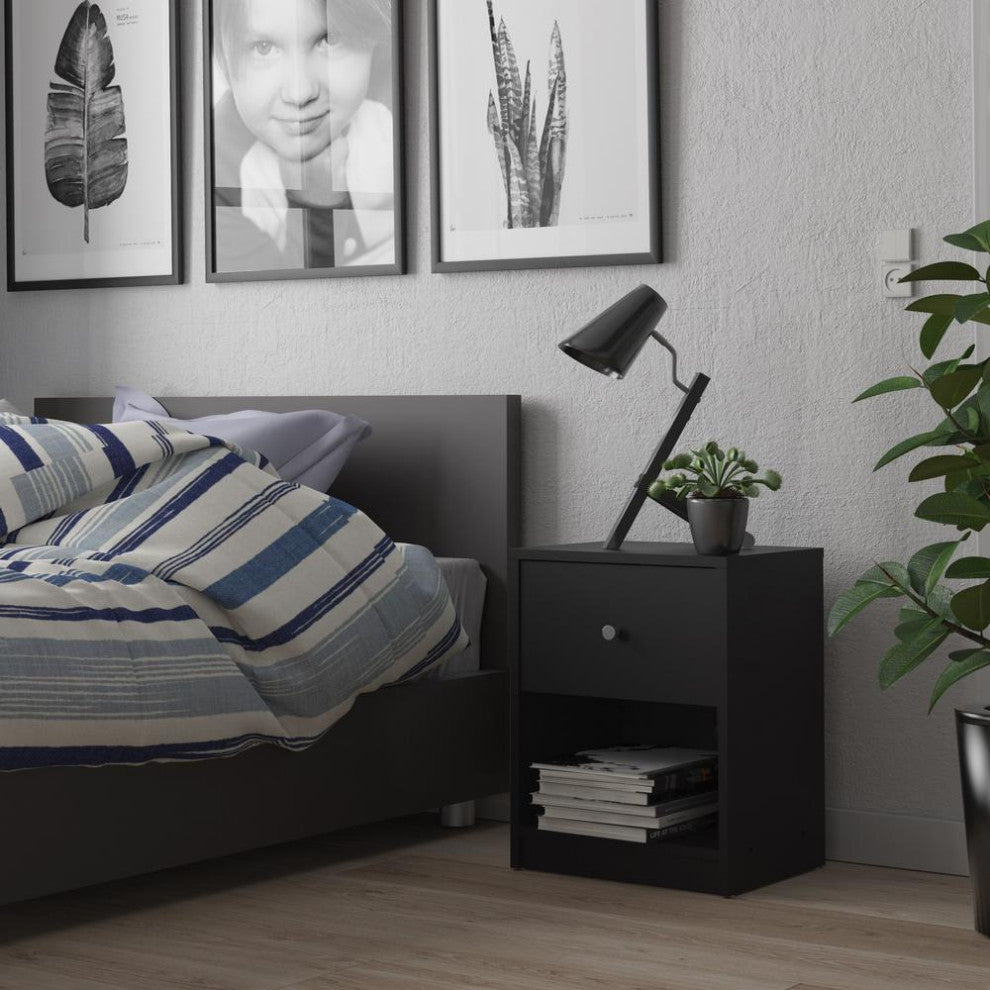 Portland 1 Drawer Nightstand, Black