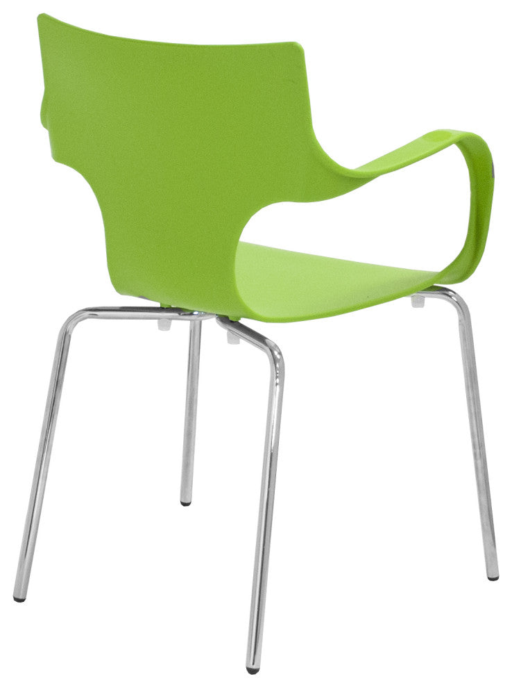 Mod Made Phin Modern Plastic Dining Side Chair, Set of 2, Green