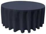 LA Linen Round Polyester Poplin, Navy, 108" Round