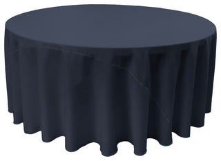 LA Linen Round Polyester Poplin, Navy, 108" Round