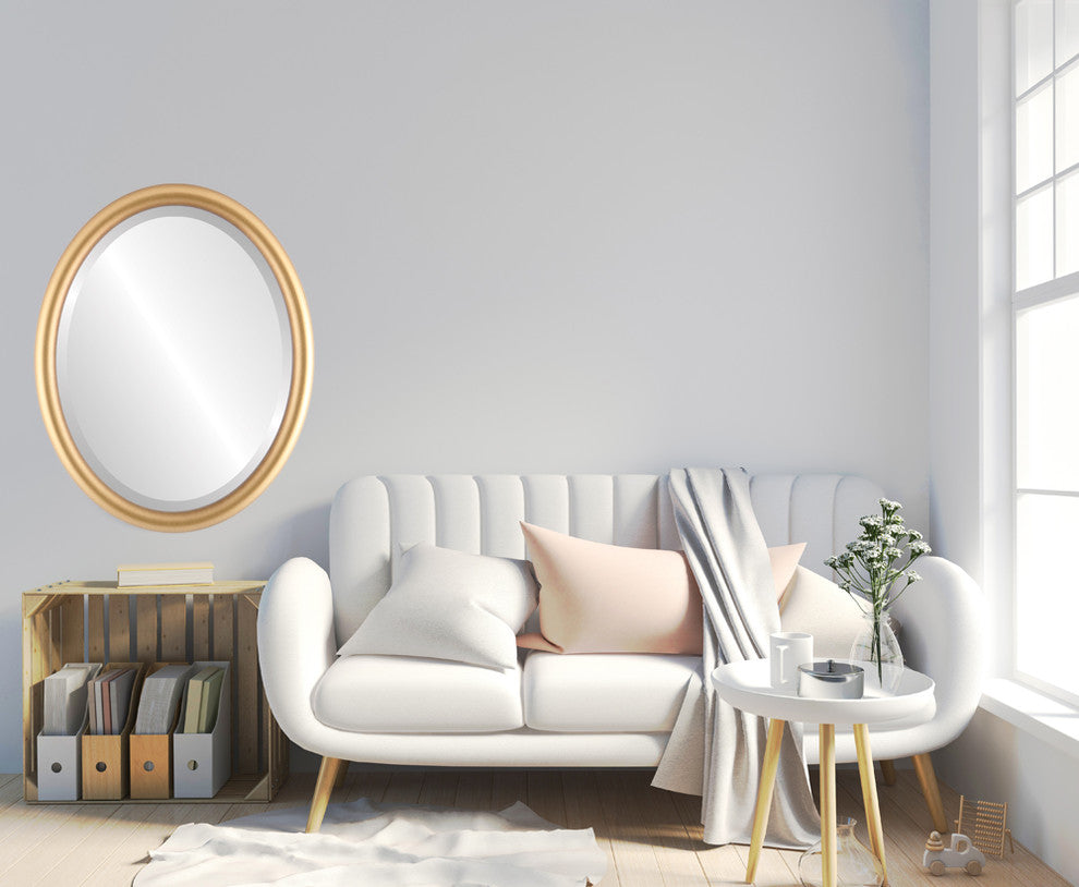 Pasadena Framed Oval Mirror, Gold Spray, 19"x25"