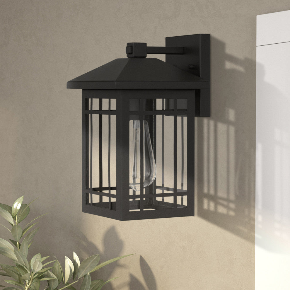 Timberlake 12" 1-Light Matte Black Painted Outdoor Wall Sconce Lamp