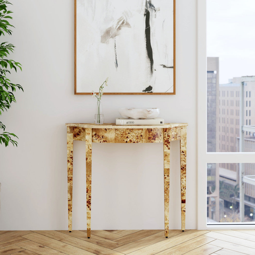 Chester Burl 36" Console Table, Light Burl