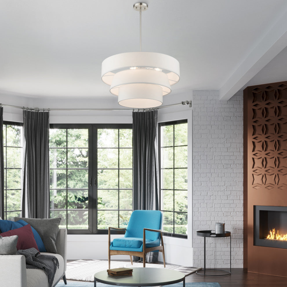 Livex Lighting Warrenville 4-Light Brushed Nickel Pendant Chandelier