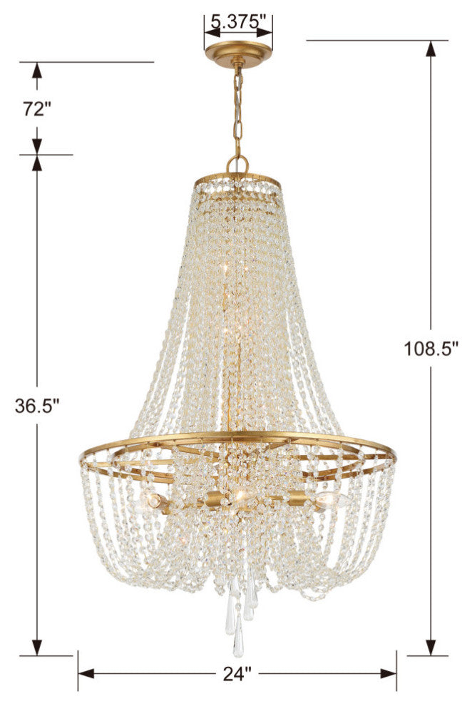 Arcadia 9 Light Chandelier, Gold