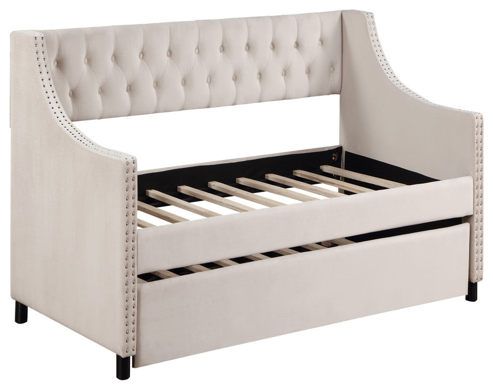Gewnee Daybed with Trundle Upholstered Tufted Sofa Be