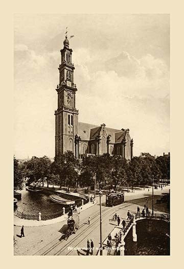 Westmarkt Met Westerkerk, Amsterdam- Fine Art Giclee Print 24" x 36"