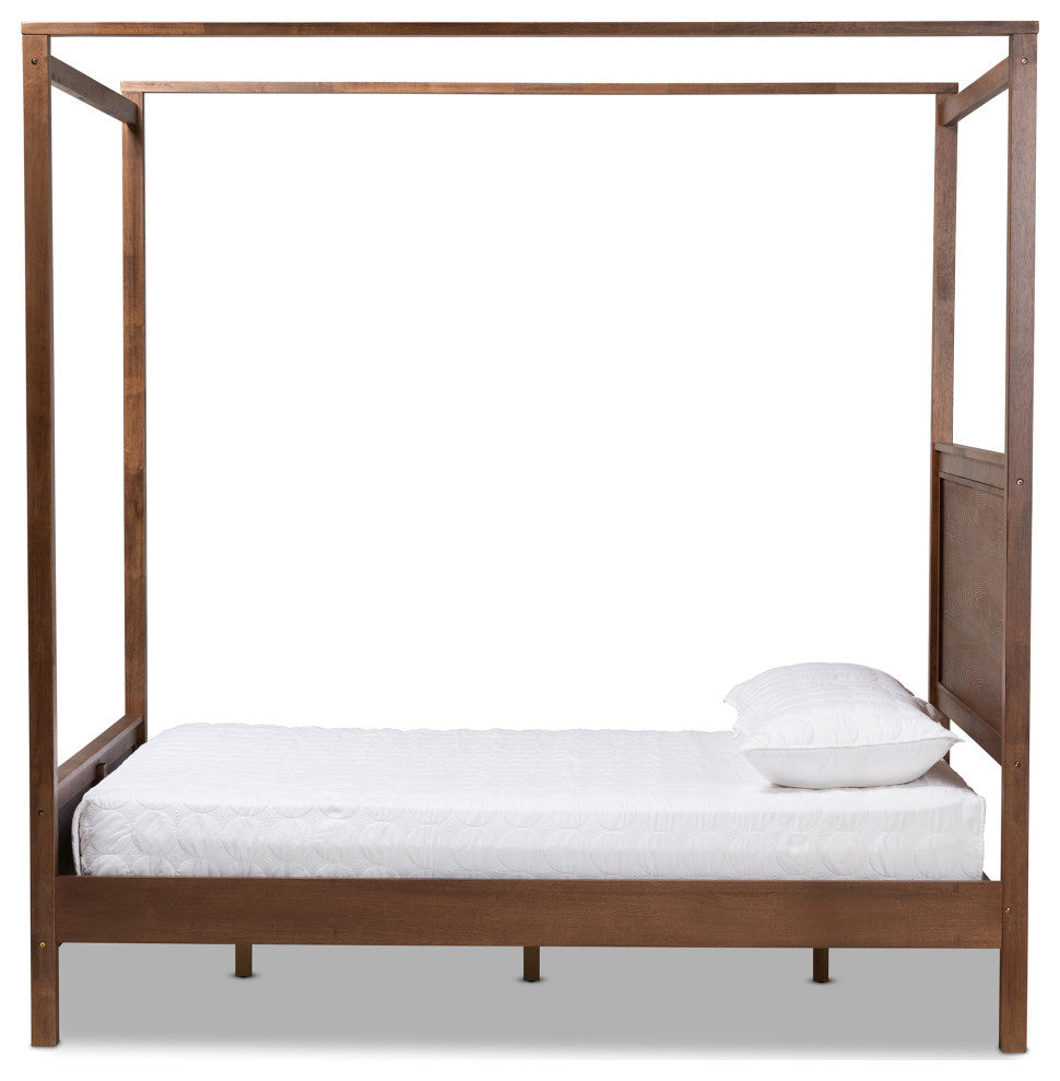 Frederike Modern Farmhouse Walnut Effect Platform Canopy Bed, King