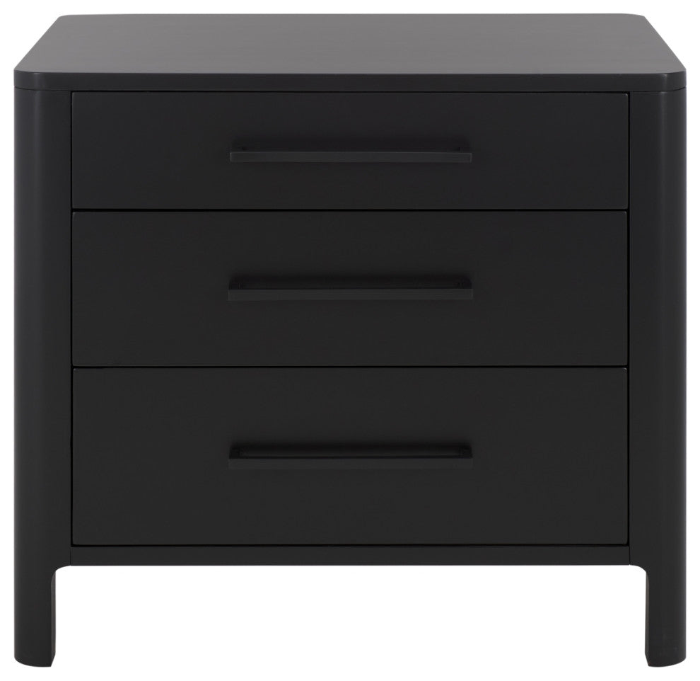 Safavieh Couture Abbiava 3 Drawer Wood Nightstand, Black