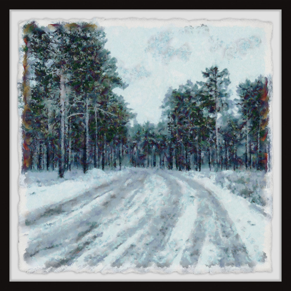 "Snowy Road" Framed Painting Print, 32x32