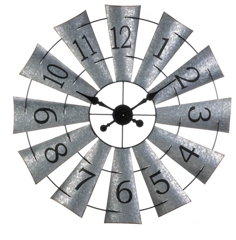Galvanized Windmill Wall Clock