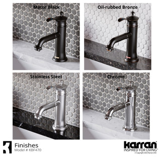 Karran 1-Handle 1-Hole Bathroom Faucet With Pop-up Drain, Matte Black