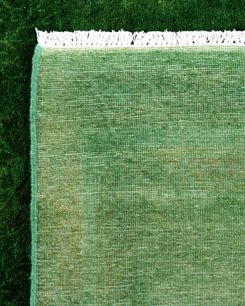 Overdyed, One-of-a-Kind Hand-Knotted Area Rug Green, 4'7"x6'10"