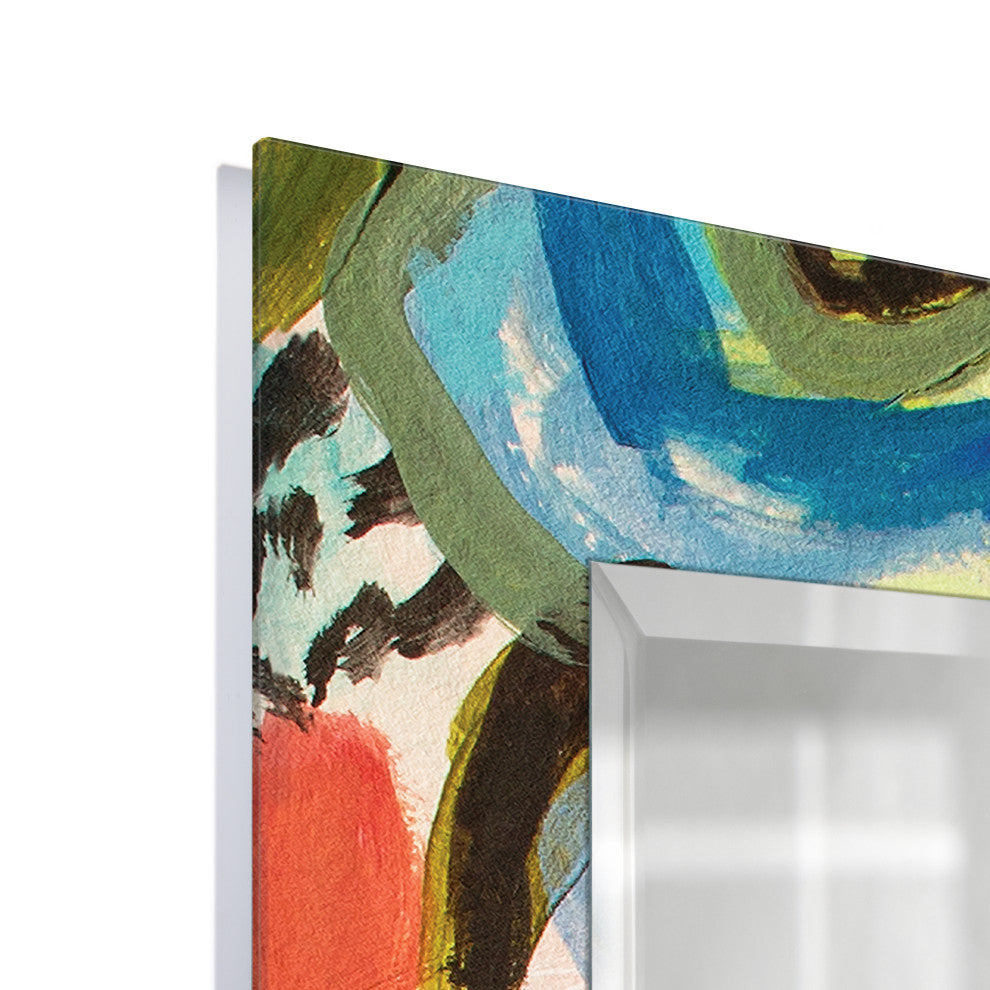 "Secret Garden Floral III" Frameless Reverse Printed Art Glass Mirror, 72" X 36"