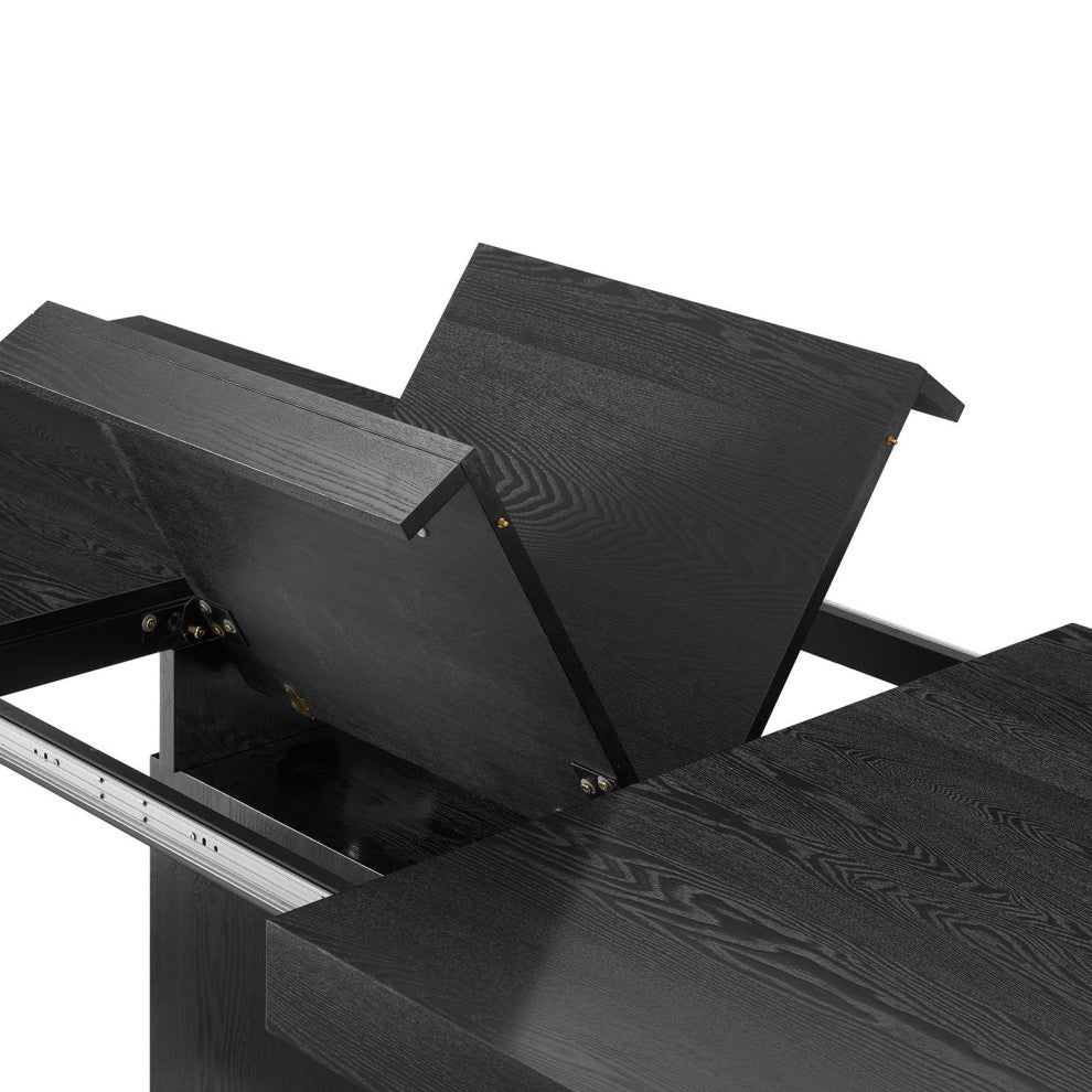Dining Table, Rectangular, Wood, Metal, Black, Gold, Modern, Bistro Restaurant