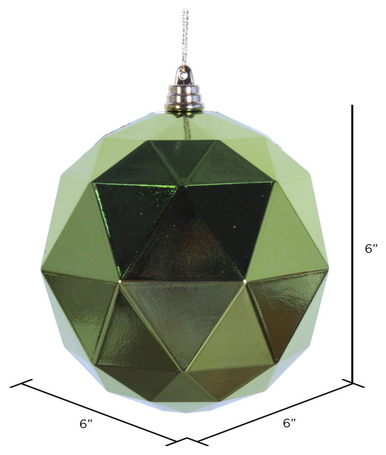 Vickerman M177473DS 6" Lime Shiny Geometric Ball Ornament, 4 per bag