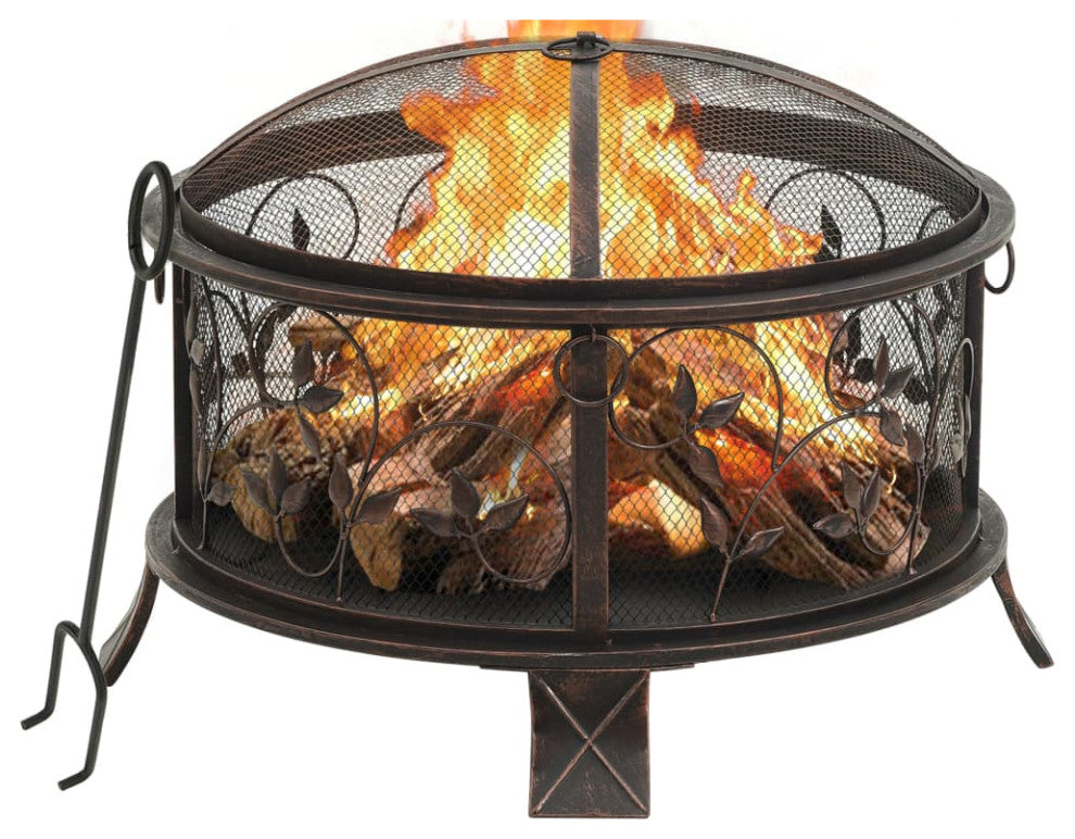 vidaXL Fire Pit Outdoor Fireplace for Camping Firebowl with Poker XXL Steel