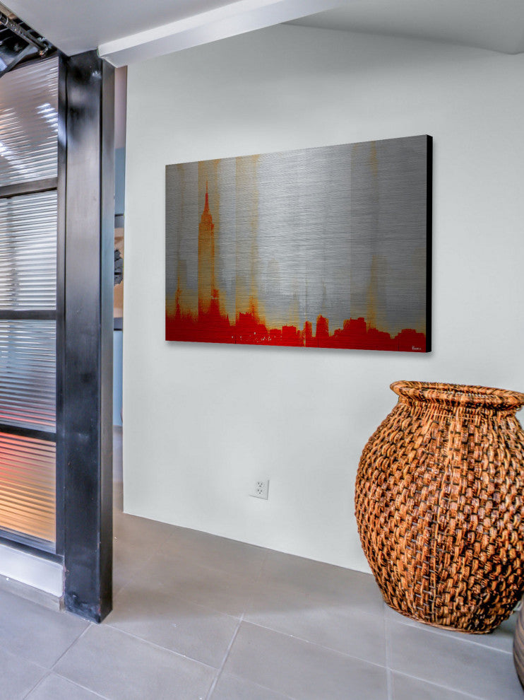 "Red New York" Print on Brushed Aluminum, 45"x30"