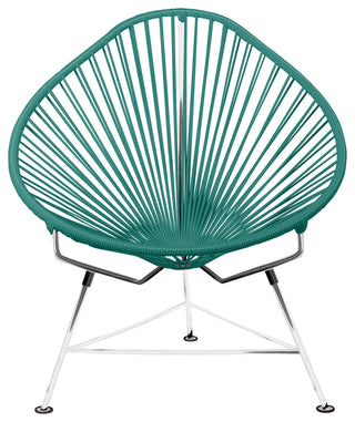 Acapulco Indoor/Outdoor Handmade Lounge Chair, Turquoise Weave, Chrome Frame