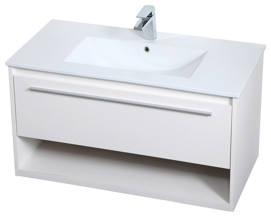 36" Single Bathroom Floating Vanity, White