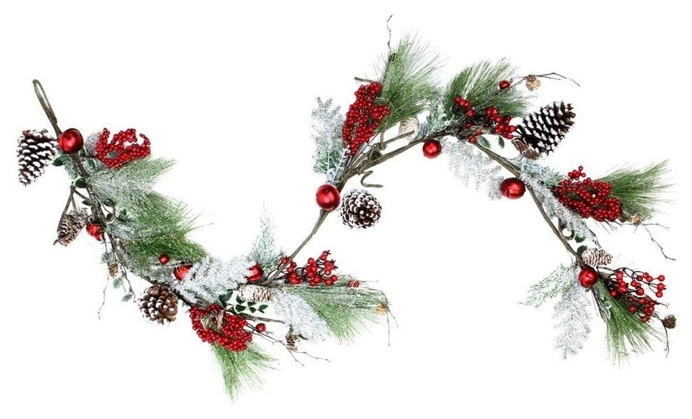 68" Frosted and Flocked Christmas Garland