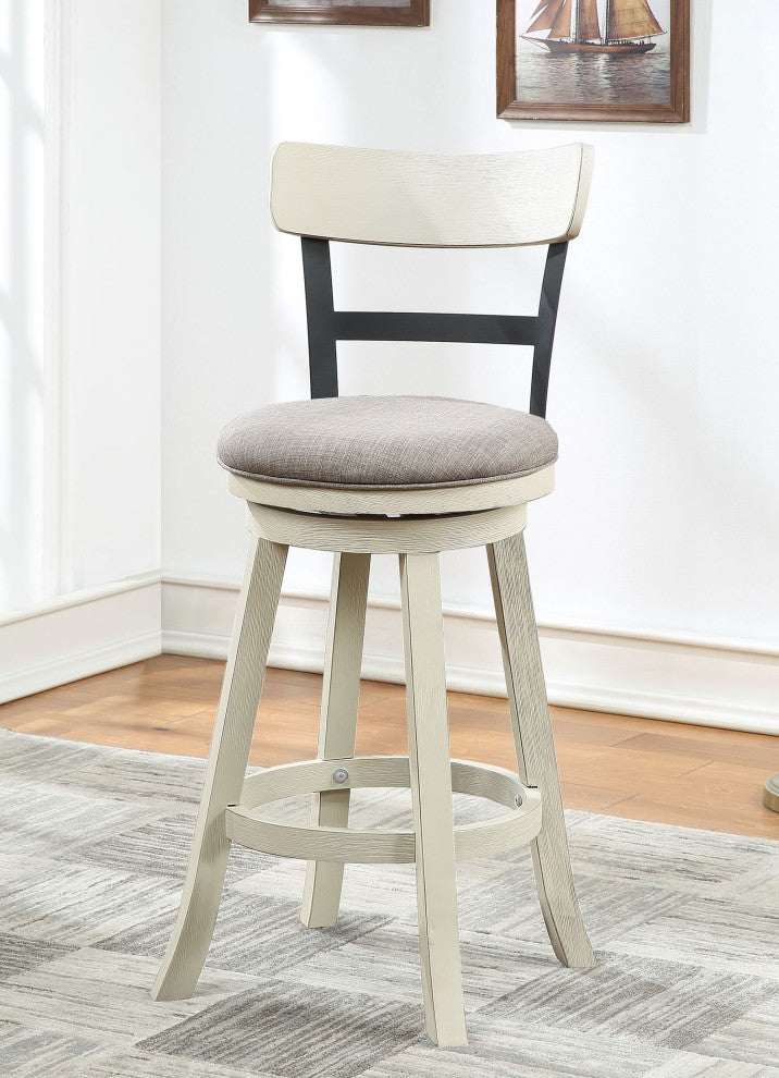 Riverside White High Back Wood and Metal Bar Stool, 42.5 in.
