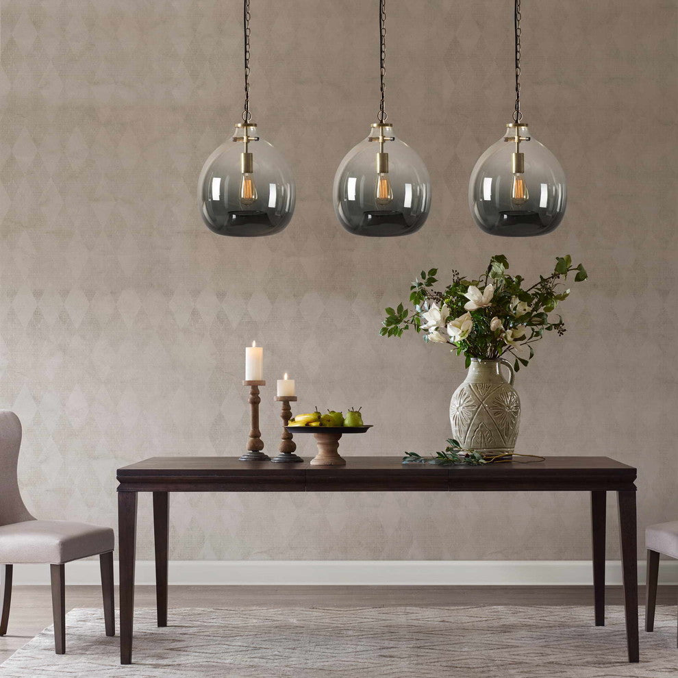 Pendant Lighting Handblown Glass Contemporary Hanging Light, Mixed, Gray, 14.2"