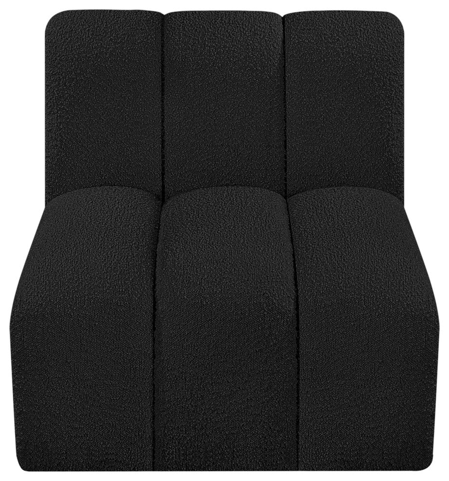 Arc Upholstered Modular Component, Black, 1-Piece: Straight Chair, Boucle Fabric