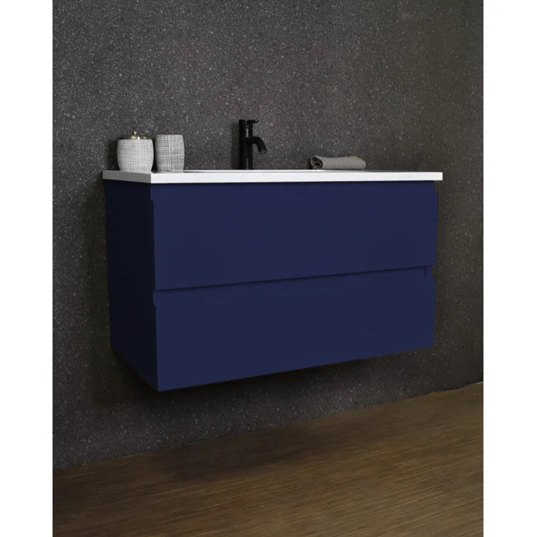 Salt 20Dx36" Floating Bathroom Vanity, Navy With Acrylic Top