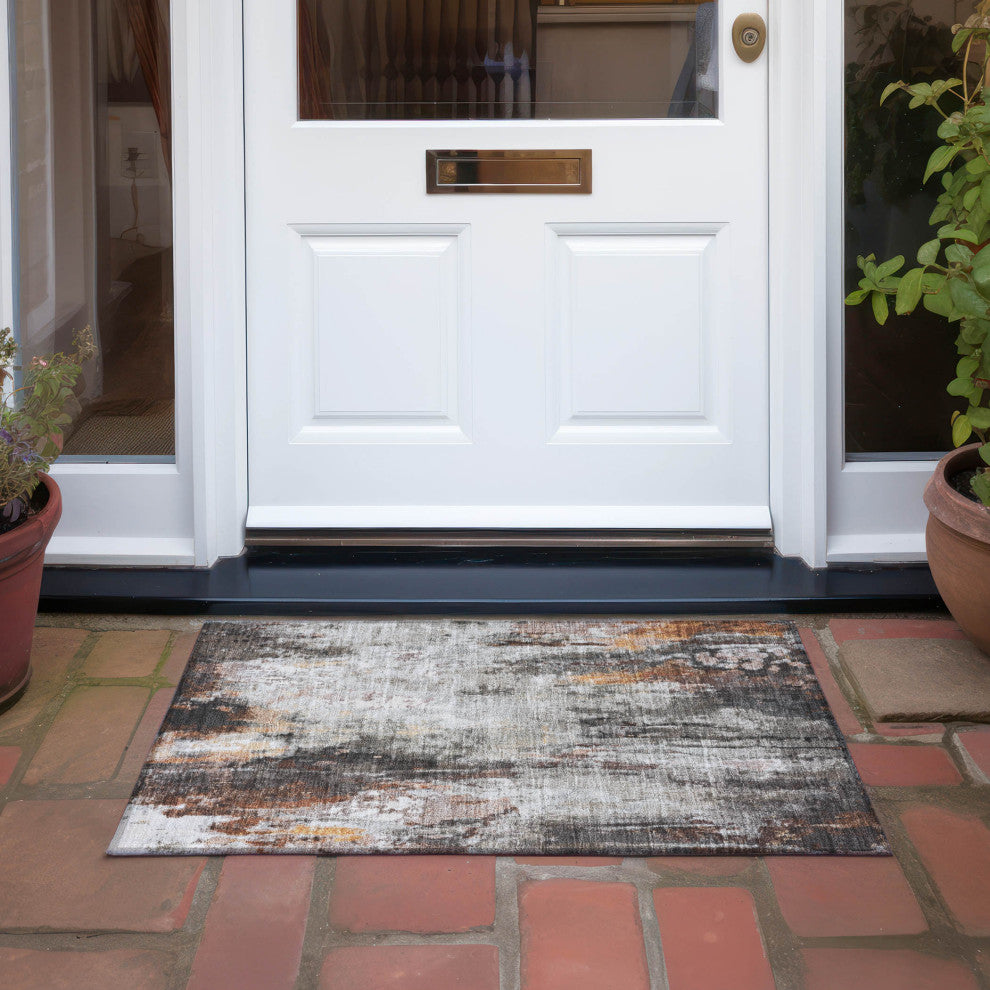 Machine Washable Indoor/Outdoor Chantille ACN1640 Gray 1'8" x 2'6" Rug