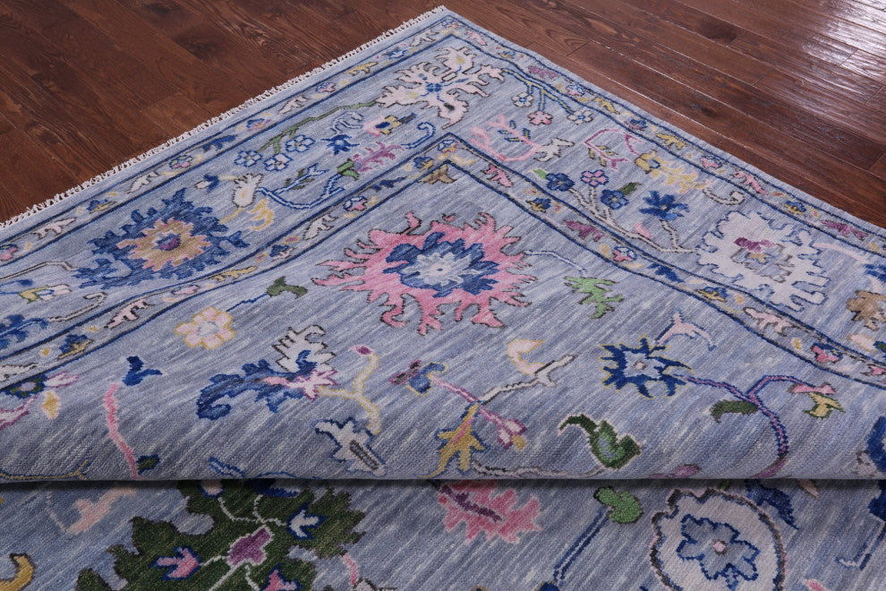 10' 3" X 14' 4" Hand-Knotted Turkish Oushak Wool Rug - Q15950