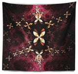 Yellow Red Fractal Flower Pattern Abstract Wall Tapestry, 92"x78"