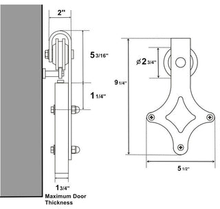 Sliding Barn Door Hardware for Double Door, Diamond Design, 10'