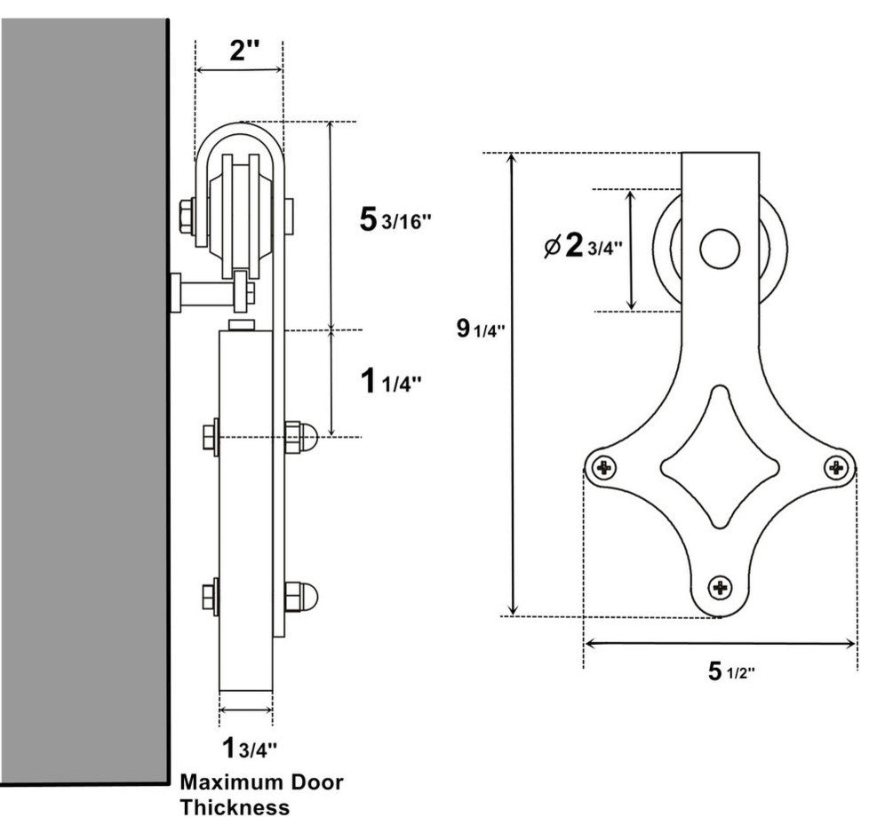 Sliding Barn Door Hardware for Double Door, Diamond Design, 10'