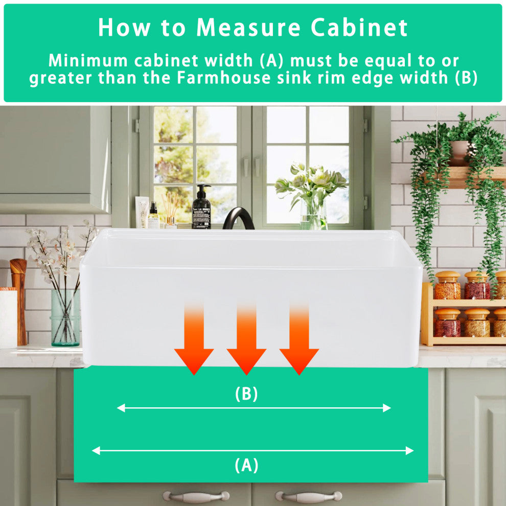 33" L X 20" W Farmhouse Kitchen Sink With Accessories
