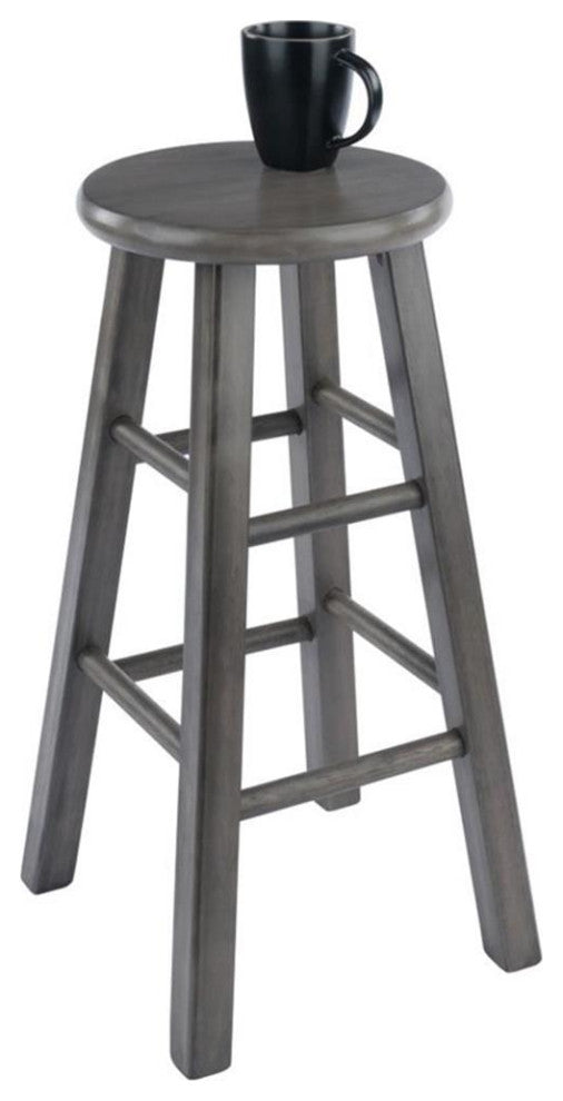 Home Square 2 Piece Transitional Solid Wood Counter Stool Set in Rustic Gray