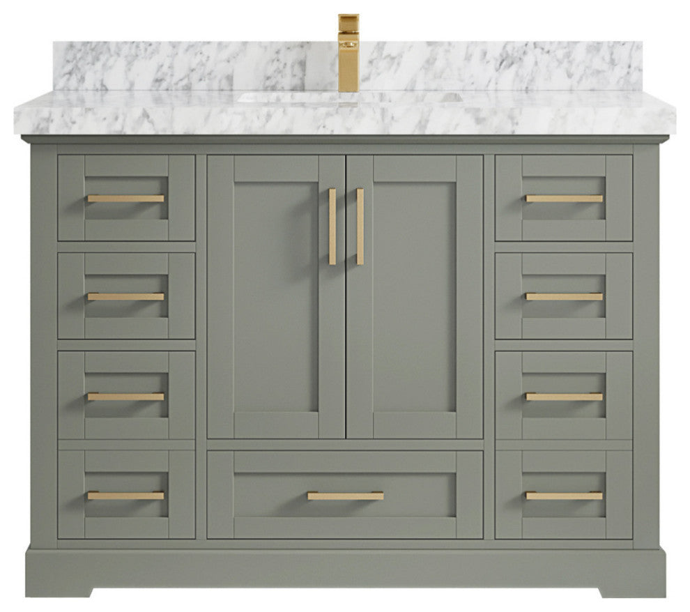 Boston 48 Single Sink Bath Vanity in Evergreen 2" Carrara Marble