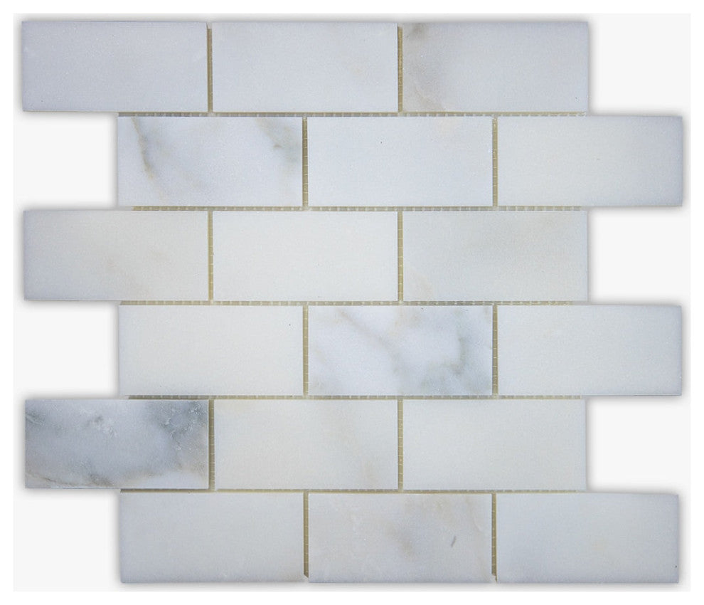 Calacatta Polished 2x4 Brick Marble Mosaic