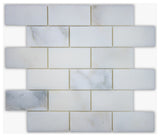 Calacatta Polished 2x4 Brick Marble Mosaic