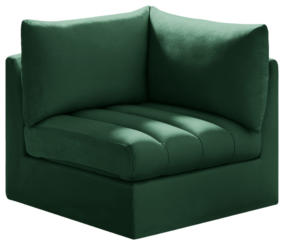Jacob Velvet Upholstered Modular Corner Chair, Green