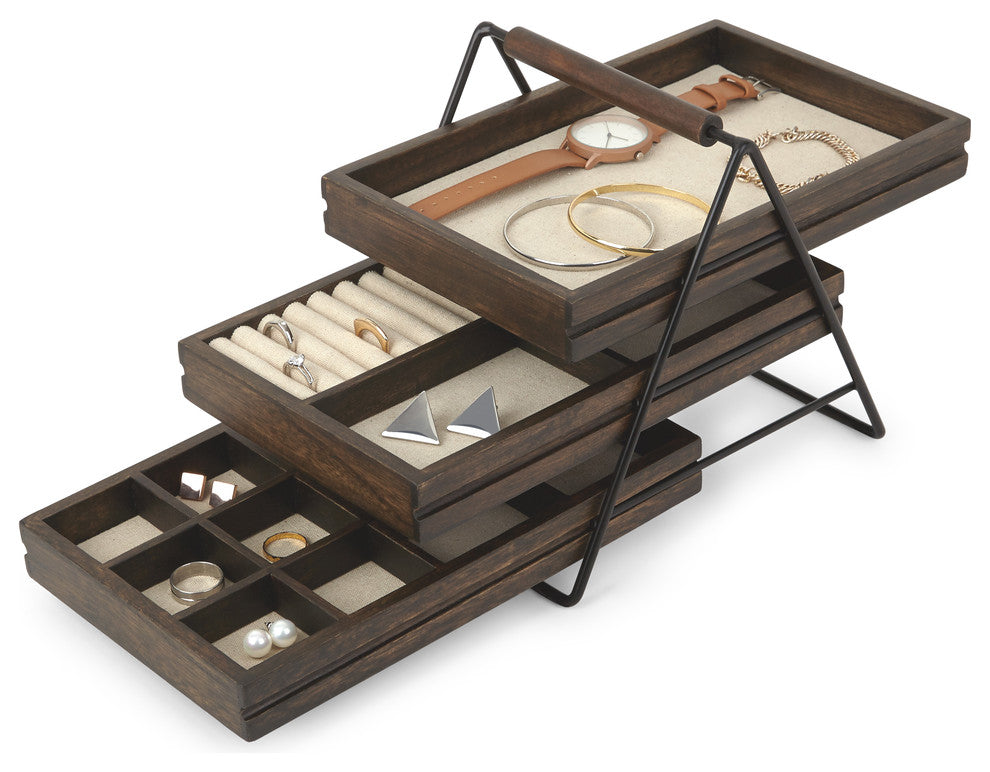 Terrace Jewelry Organizer Black, Walnut