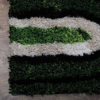 Hand Tufted Shag Polyester Area Rug Contemporary Green Beige, [Rectangle] 8'x10'