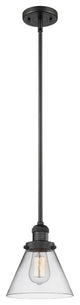 1-Light Large Cone 8" Pendant, Matte Black, Glass: Clear