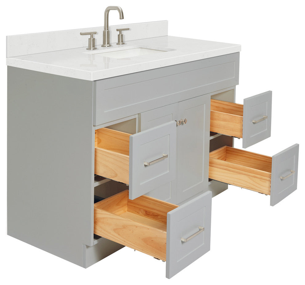 Ariel Hamlet 48" Single Rectangle Sink Bathroom Vanity, Carrara Quartz